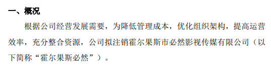 熊猫传媒拟注销霍尔果斯市必然影视传媒有限公司